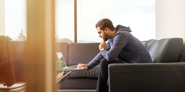 Young man using laptop