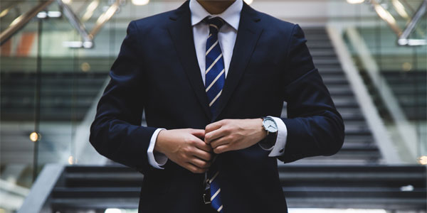 Man in suit going to interview